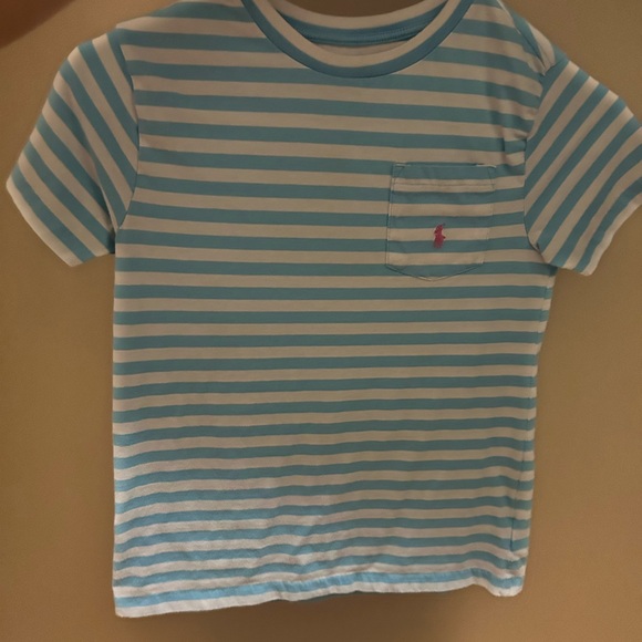 Polo Ralph Lauren Light Blue and White Striped Tee - Picture 1 of 2